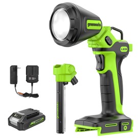 Greenworks 24V 2-in-1 Work Light, Dual Function, (2) Interchangeable Light Heads, 650 Lumen LED, 2.0Ah Battery and Compact Charger Included