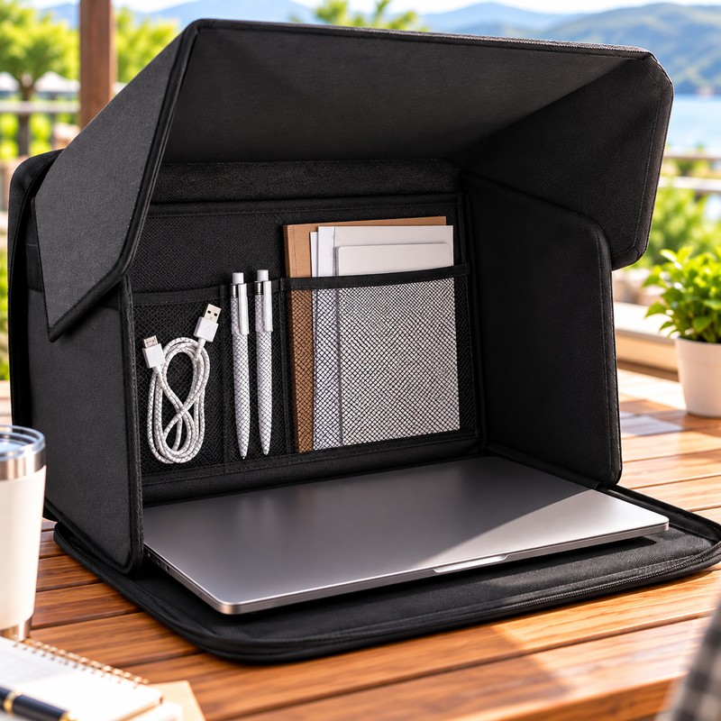 Foldable Laptop Sun Shade for Outdoor Work – Portable Privacy
