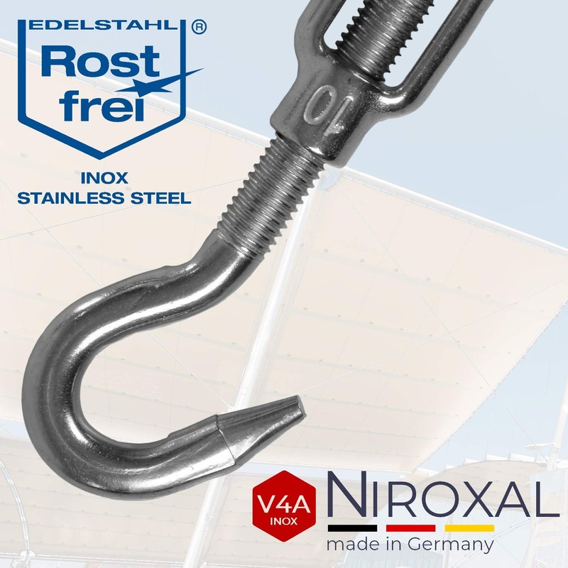 Stainless Steel Turnbuckle with Two Hooks Rust-Proof V4A According to