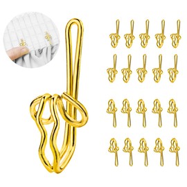 CCUCKY 100pcs Metal Curtain Hooks, Polished Curtain Header Tape Drapery Hooks (Gold)
