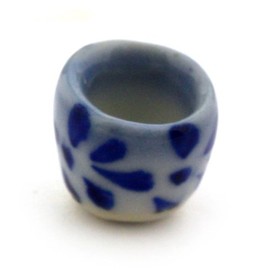 MyTinyWorld 4 x Dolls House Miniature Handmade Tiny Blue Spotted Ceramic Flower Pots