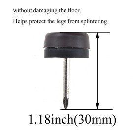 Acoeitl 20pcs Nail on Furniture Glides 0.71 Inch (18mm) Diameter Double Thick Nylon Brown Chair Leg Floor Protectors Furniture Sliders Pads Table Foot Gliders for Hardwood Carpet and Tile Floors
