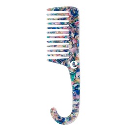 Curldo Plant Based Large Wide Tooth Shower Comb Curl Detangling With Hook (Confetti)