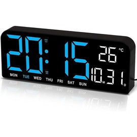 LED Digital Wall Clock Decorative, 10" Digital Alarm Clocks for Bedrooms, Digital Clock Large Display with Temperature/Countdown/Auto Dimmer/Snooze - 12/24H, Modern Wall Clock Digital for Kids - Color: Simple&small-colour