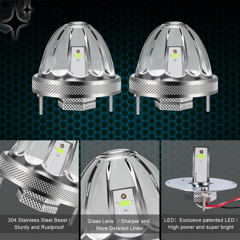 Wodvyss 2Pcs Glass Watermelon Lights, Green LED Side Marker Turn