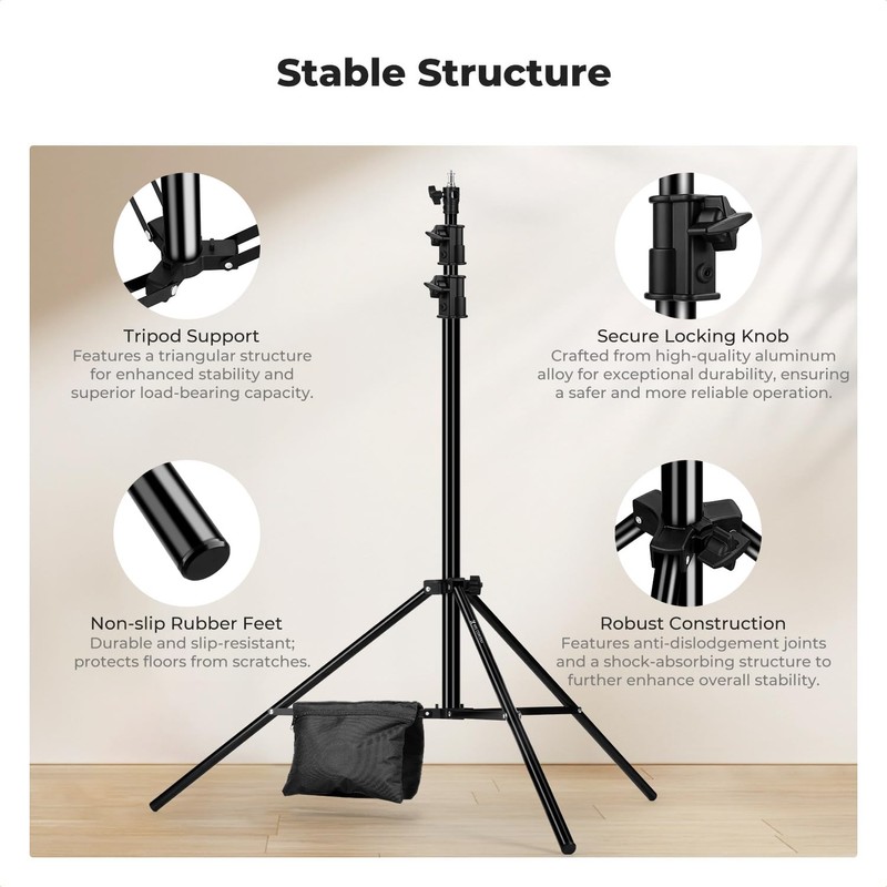 K&F CONCEPT Air Cushioned Light Stand – 9.2ft Heavy Duty