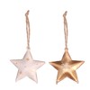 Pack of 8 white and gold metal star decorations