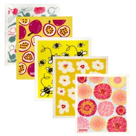 RetroKitchen Swedish Dish Sponge Cloth 5 Pack Bundle - Fruits & Flowers