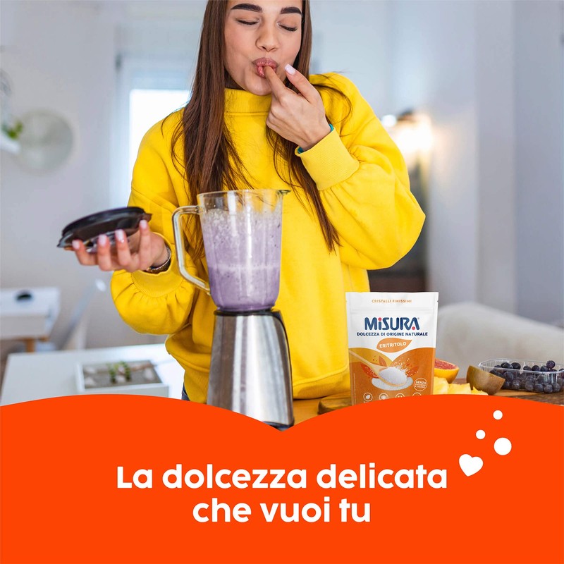 Misura Eritritolo Dolcificante in Cristalli Finissimi, Sostitutivo dello Zucchero, 370g