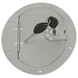 KUAFU Locking Fuel Door Compatible with Humvee Hummer H1 Any Model M998 M1123 M1045 Gas Tank Cap Cover Aluminum Powder Coated Silvery