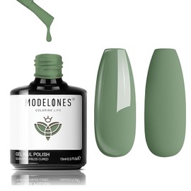 modelones Green Gel Nail Polish, 15 ML Sage Green Spring Summer Color Pastel Gel Polish Soak Off Led Nail Art Gel Manicure Salon DIY Gifts for Women