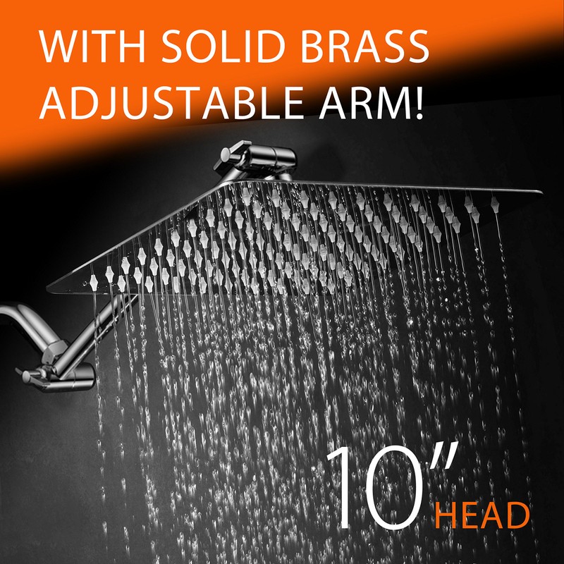 HotelSpa Giant 10" Stainless Steel Rainfall Square Showerhead with Solid