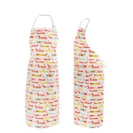 SPOTTED DOG GIFT COMPANY - Küchenschürze für Frauen - Dackel Dachshund Hundemotiv - Kochschürze Baumwolle mit Taschen zum Kochen, Geschenk für Hundeliebhaber