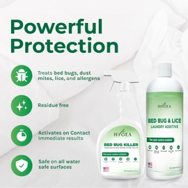 Hygea Natural Bed Bug & Lice Elimination Combo Kit - Includes 24 oz lice & Bed Bug Spray and 32 oz Lice & Bed Bug Laundry Additive - Gentle Formula