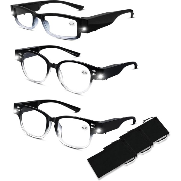 Does not apply 3Pack Reading Glasses with Light and Magnifier