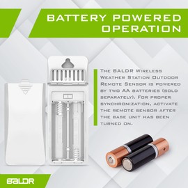 BALDR Wireless Weather Station Remote Weather Sensor - Shelf Standing or Wall Hanging Sensor for BALDR Smart Weather Station - Battery Powered Weather Station Sensor for Home Weather Stations Wireless