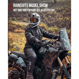 IRON JIA'S Motorcycle Rain Suit for Men/Women-Waterproof Lightweight Durable Rainwear Outdoor Gear for Fishing, Hiking