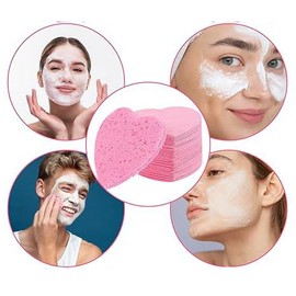 60 Pieces Heart Shape Compressed Face Sponge Pads for Washing Face Cleansing Makeup Removal.