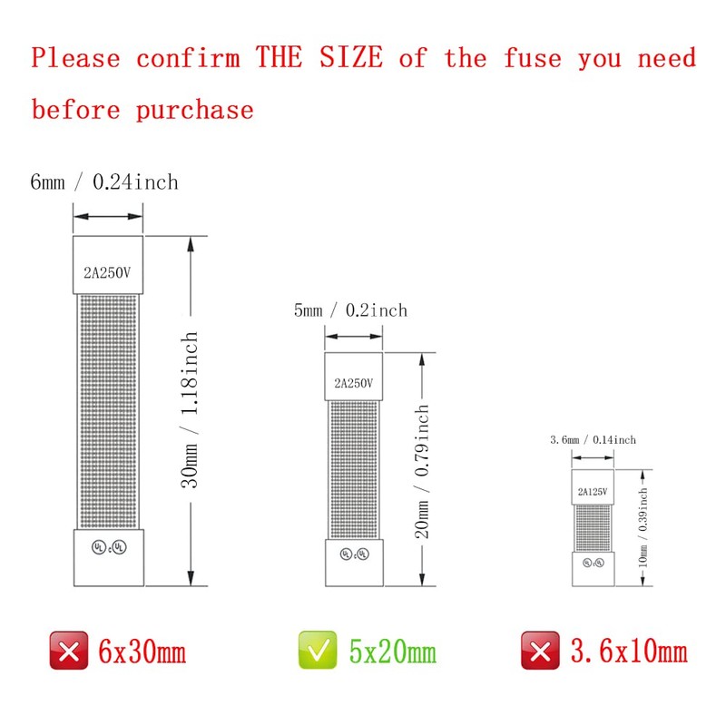 YOLISTIC (Pack of 10) 2 Amp Slow-Blow Time Delay Fuse