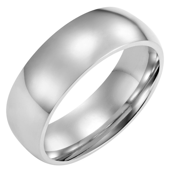Mens Titanium Band Ring Polished 8mm In Gift Box Size