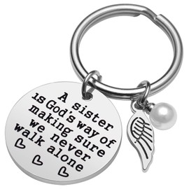 iJuqi Sister Gift - A Sister is God's Way of Making Sure We Never Walk Alone Sister Keychain Sister Jewelry Christmas Birthday Gifts for Sisters from Sister