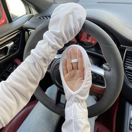 Women's Cover Cool Tosh Golf White Driving Back of Hand Summer Arm Sleeves Goal White - Left and Right 1 Set 2ea