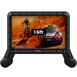 SPORTSWIN 16FT Inflatable Outdoor Movie Screen, Outdoor Movie Screens for Backyard with one Piece Deisgn, Blow up Projector Screen Outdoor with air Blower, Front & Rear Projection, Easy Set up