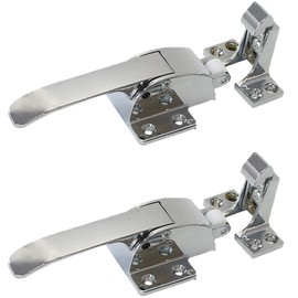 SagaSave 2 x Metal Fridge Freezer Pull Handle Lock Release Zinc Alloy Silver 48mm L Shape Satin 2 Count