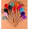 Silicone Soup Ladle - with Wooden Handle, Non-Stick Cookware Heat