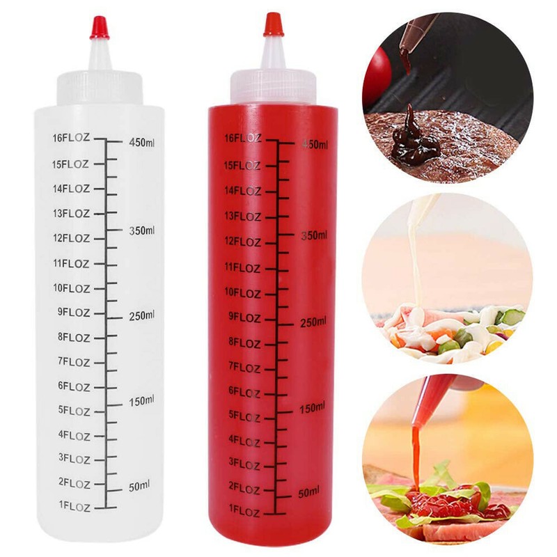 6pcs 250/450ML Sauce Bottle Squeeze Crafts Bottle Condiment Dispenser (250ml
