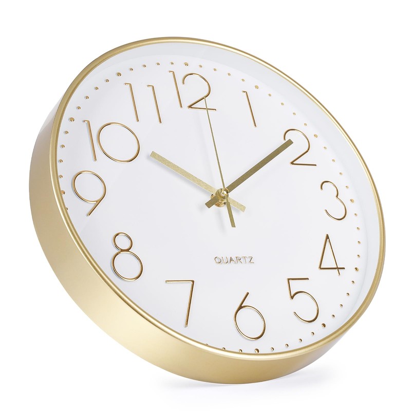 bakbrand Wall Clock Non-Ticking Silent Modern Simple Style Round Decor