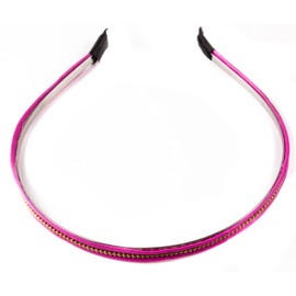 Mytoptrendz® Narrow Headband Alice Hair Band, Girls Women Accessories PU Leather Cover Bead Inlaid Head Band Slim Hairband (Hot pink)