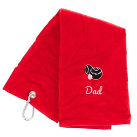 Always Looking Good Embroidered Red Lawn Bowls Towel for Dad Tri Fold Luxury Velour 50cm x 40cm Custom Bowling Towel with Carabiner Cip Bowling Gifts for Dad