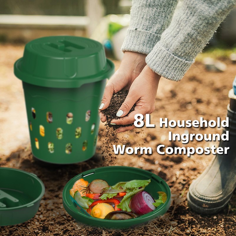 TOP XIAN 4-Pack Inground Worm Composter, Outdoor Worm Compost Bin
