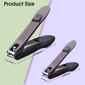 GLAMFIELDS Nail Clipper with Catcher, No Splash Fingernail Toenail Clipper Stainless Steel Nail Cutter Nail Trimmer, Good Gift for Men and Women MF-Large/Small （2Pack)