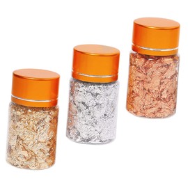 Outanaya 3G Bottles Nail Art Foil Set Gilding Flake Metallic Gold Foils for Manicure Easy to Use Each for Professional DIY Nail Designs