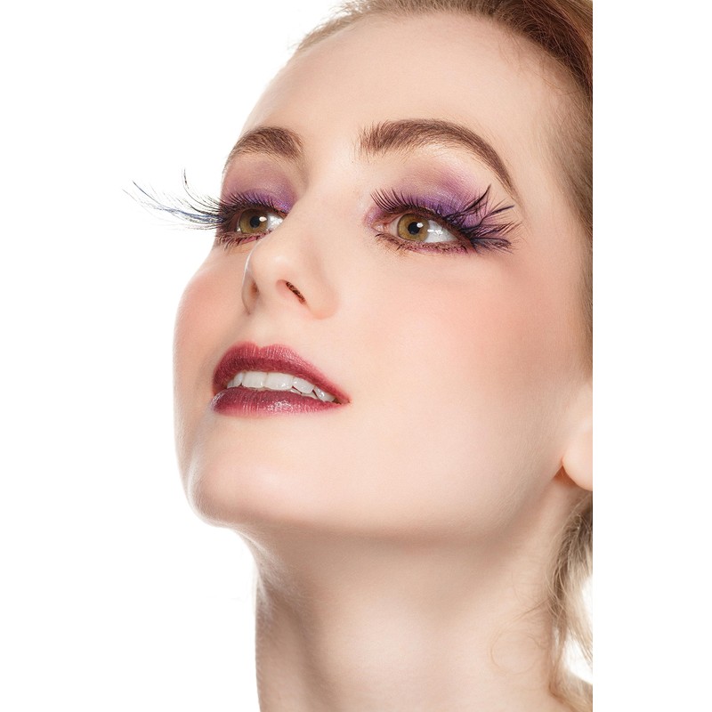 Dorisue P4 One Pair Red Blue Feathered Eyelashes Coloured Rainbow