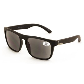 V.W.E. Large Men Matte Keyhole Reading Sunglasses - Outdoor UV400 Protection Tinted Reader ZT111 (Black/Black, 1.75, x)