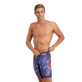Arena Performance Men's Kikko Pro Swim Jammer MaxLife Athletic Practice Knee-Length Swimsuit Short, US Flag, US Size 20