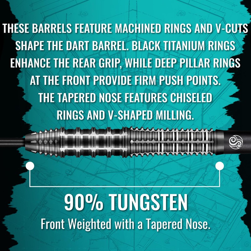 Shot! Gnarly Rippah Steel Tip Dart Set 90% Tungsten Dart