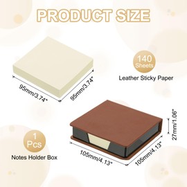 PATIKIL 140 Sheets Leather Sticky Notes Holder, 10in Post Notes Holder Storage Box Desktop Mini Square Case Business Card Holder Memo Pad Organizer for Desk Home Office Notebook, Brown