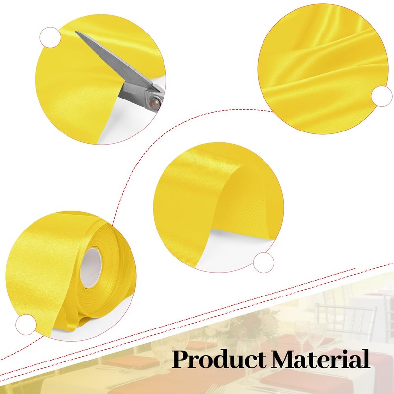 Yamkim Wide Yellow Satin Ribbon 4 Inch X 25 Yards
