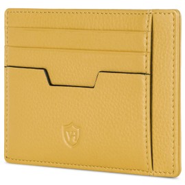 VON HEESEN Genuine Leather RFID Card Holder Made of Nappa Leather - 9 Compartments - Landscape Format Credit Card Holder for Men and Women (Yellow)