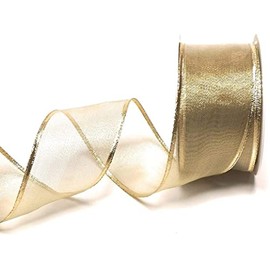 s.dekoda Ribbon 25 m x 60 mm Gold Lurex Grid Decorative Ribbon Gold Ribbon with Wire [5260]