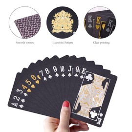ACELION Cool Plastic Playing Cards, Deck of Waterproof Cards Poker for Gift Party Game (Black Diamond)