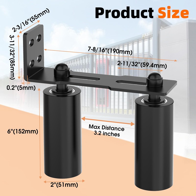 MeBantoo Sliding Gate Guide Roller Kit, Heavy Duty Black Nylon
