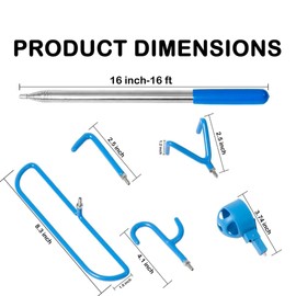 MD 5 in 1 Extendable Disc Golf Retriever. (16FT) Telescopic Disc Golf Retriever Durable Stainless Steel Frame,Multi-Hook Grabber with Carry Bag, Disc Golf Accessories for Tree Bushes & Water.