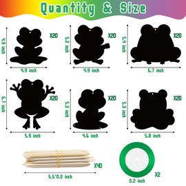 HubirdSall 120Pcs Funky Frogs Scratch Art for Kids Spring Summer Frog Magic Color Craft Passover Hanging Ornaments Kit for School Classroom DIY Craft Activity Art Project Party Favor Gift Tag