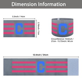 Ynaice 2 Pcs Captains Armband, C Adjustable Elastic Sports Arm Bands Nylon Multicoloured Adult Football Soccer Captains Armband for All Sports|Grey