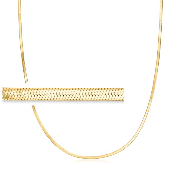 Ross-Simons Italian 2mm 18kt Gold Over Sterling Herringbone Necklace. 20